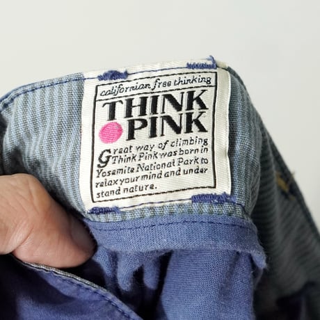 "THINK PINK" Multi pockets Cotton Wide pants