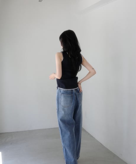 ミニスカラップリブタンク【ネイビー】