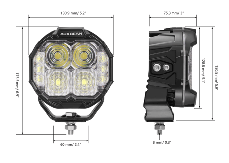 MASTER-T Series 5" Combo Beam Off-Road Lights with Dynamic Start-Up Amber Backlight
