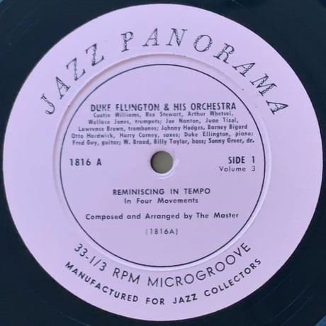DUKE ELLINGTON - Reminiscing in Tempo (JAZZ PANORAMA 1816)