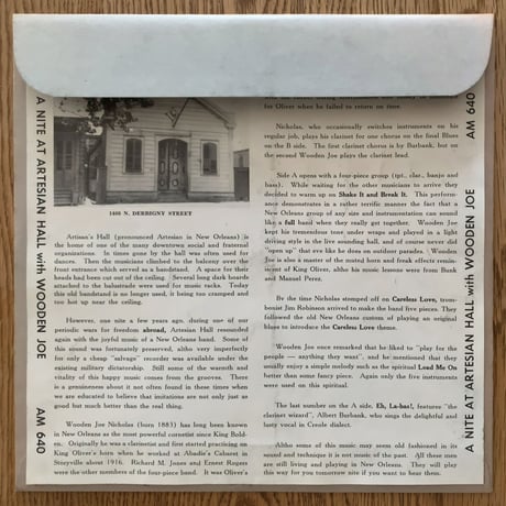WOODEN JOE'S NEW ORLEANS BAND - A Nite At Artesian Hall (AMERICAN MUSIC LP640)