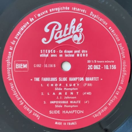 SLIDE HAMPTON - The Fabulous Slide Hampton Quartet (PATHE/EMI C062-10156)