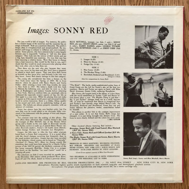 Sonny Red Images Jazzland レコード SONNY RED - Images (JAZZLAND JLP974) | ナカノレコード