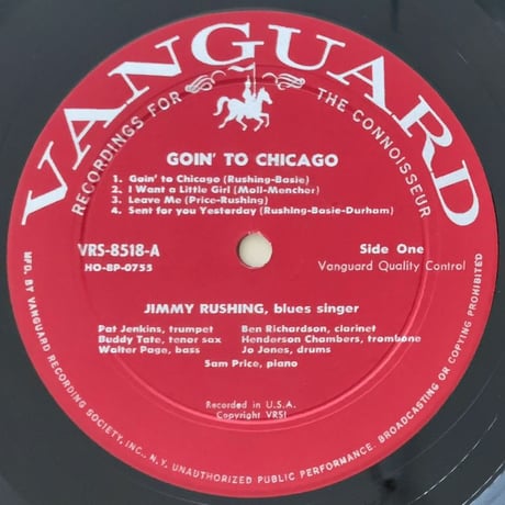 JIMMY RUSHING - Goin' to Chicago (VANGUARD VRS8518)