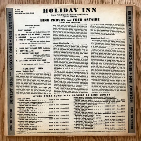 BING CROSBY & FRED ASTAIRE - Holiday Inn (DECCA DL5092)