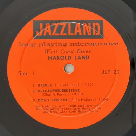 HAROLD LAND - West Coast Blues! (JAZZLAND JLP20)