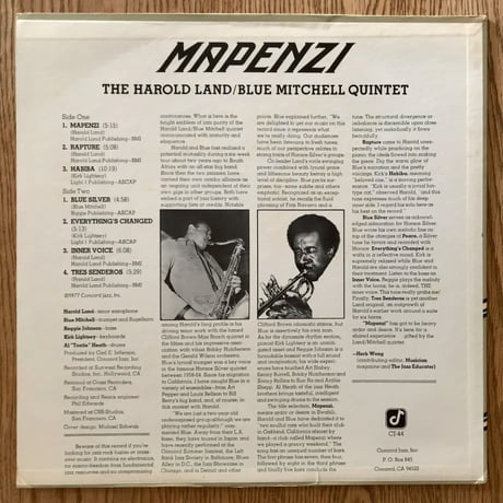HAROLD LAND & BLUE MITCHELL - Mapenzi (CONCORD CJ-44)