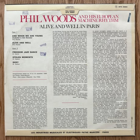 PHIL WOODS - Alive And Well In Paris (PATHE EMI SPTX340844)