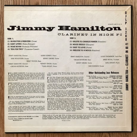JIMMY HAMILTON - Clarinet in High Fi (URANIA UJLP1208)