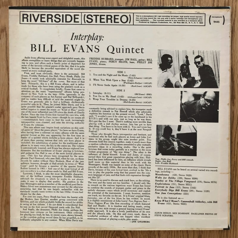 BILL EVANS - Interplay (RIVERSIDE RS9445) Orphe