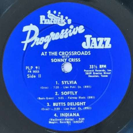 SONNY CRISS - at The Crossroads (PEACOCK PLP91)
