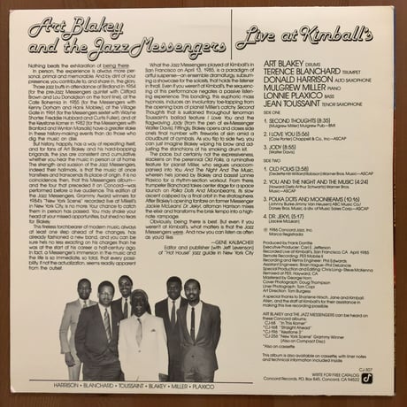 ART BLAKEY - Live at Kimball's (CONCORD CJ-307)
