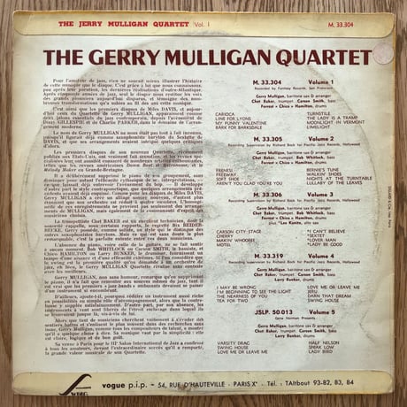 GERRY MULLIGAN - The Gerry Mulligan Quartet Vol.1 (SWING M.33.304)