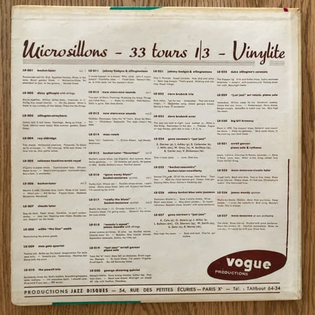 ERROLL GARNER, WARDELL GRAY, HOWARD McGHEE - Gene Norman's Just Jazz (VOGUE L.D.024)