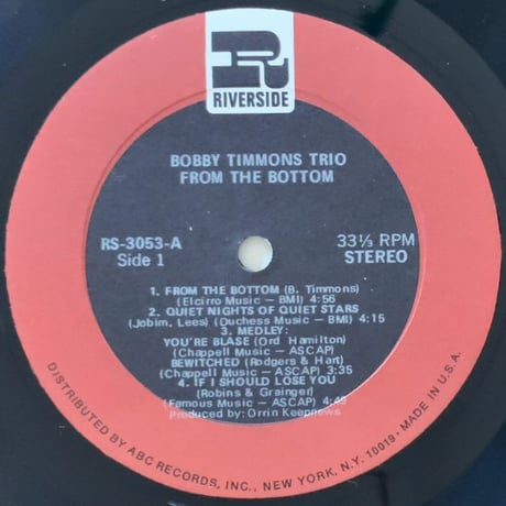 BOBBY TIMMONS - From The Bottom (RIVERSIDE RS-3053)