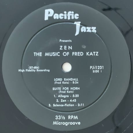 FRED KATZ with PAUL HORN - Zen (PACIFIC JAZZ PJ-1231)