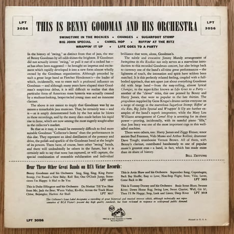 BENNY GOODMAN - This is Benny Goodman and His Orchestra (RCA VICTOR LPT3056)