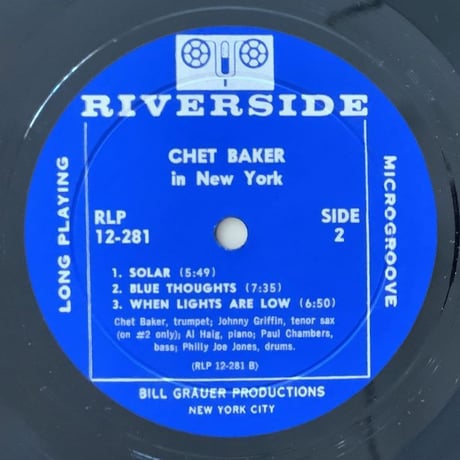 CHET BAKER - in New York (RIVERSIDE RLP12-281)