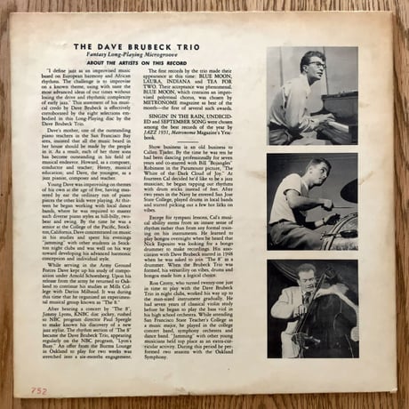 DAVE BRUBECK - The Dave Brubeck Trio (FANTASY  3-2)
