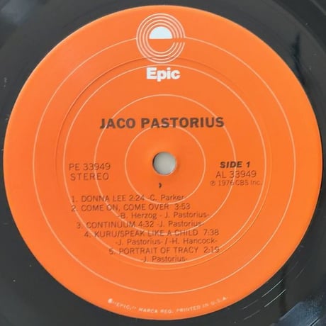 JACO PASTORIUS - Jaco Pastorius (EPIC PE33949)