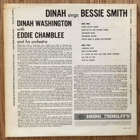 DINAH WASHINGTON - Dinah Sings Bessie Smith (MERCURY MG36130)