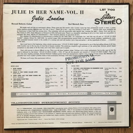 JULIE LONDON - Julie is Her Name (LIBERTY LST7100)