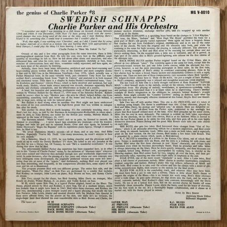 CHARLIE PARKER - Swedish Schnapps (VERVE MGV-8010)