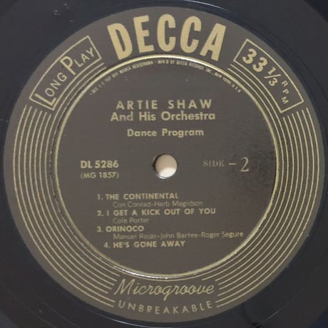 ARTIE SHAW - Dance Program (DECCA DL5286)