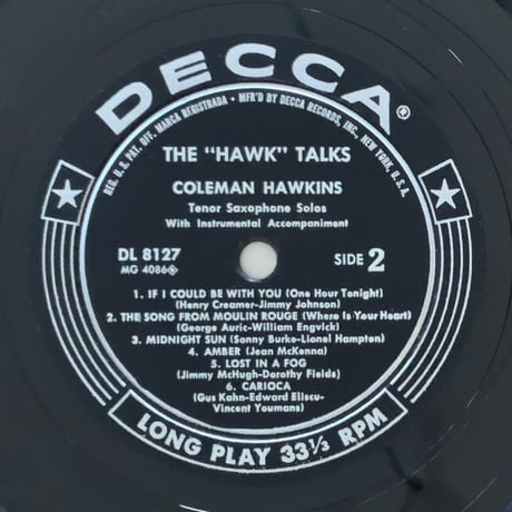 COLEMAN HAWKINS - The "Hawk" Talks (DECCA DL8127)