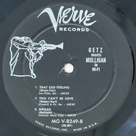 STAN GETZ - Getz Meets Mulligan in Hi-Fi (VERVE MGV-8249)