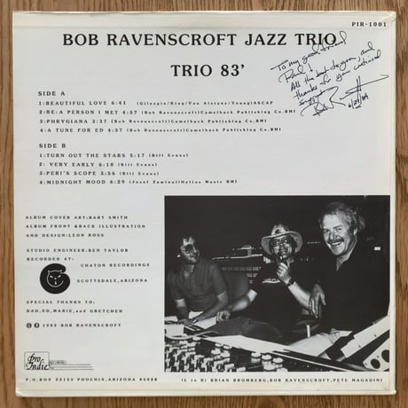 BOB RAVENSCROFT - Trio '83 (PRO INDIE PIR-1001)