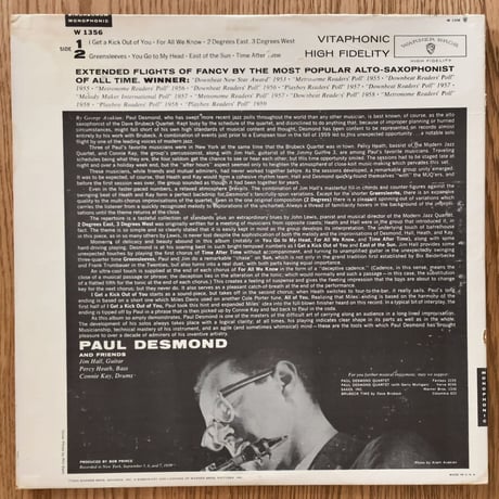 PAUL DESMOND - "First Place Again" Playboy (WARNER BROS. W1356) Promo