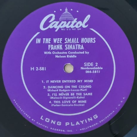 FRANK SINATRA - In The Wee Small Hours Part 2 (CAPITOL H2-581)