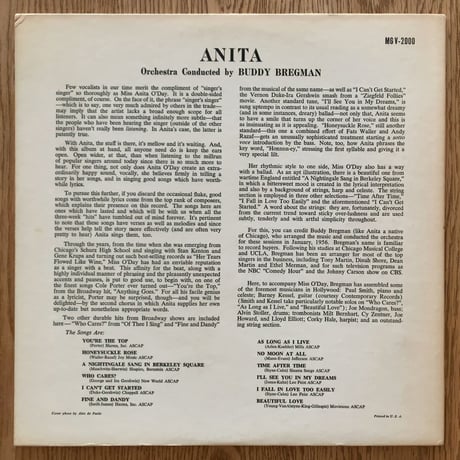 ANITA O'DAY - Anita (VERVE MGV-2000)