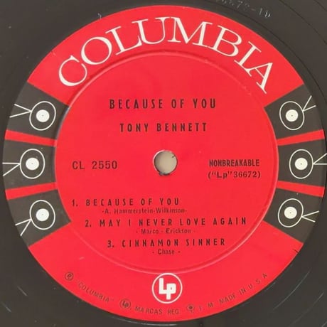TONY BENNETT - Because Of You (COLUMBIA CL2550)