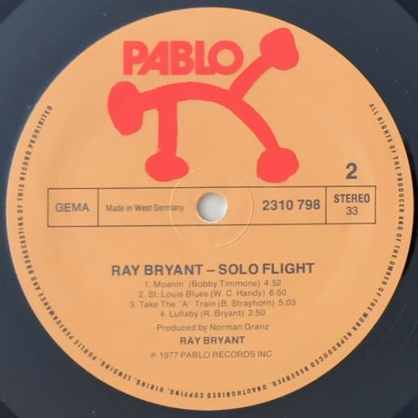 RAY BRYANT - Solo Flight (PABLO 2310 798)