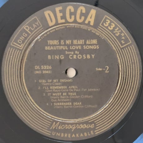 BING CROSBY - Yours Is My Heart Alone (DECCA DL5326)