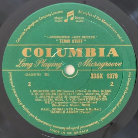 HAROLD ASHBY & PAUL GONSALVES - Tenor Stuff (COLUMBIA 33SX1379)