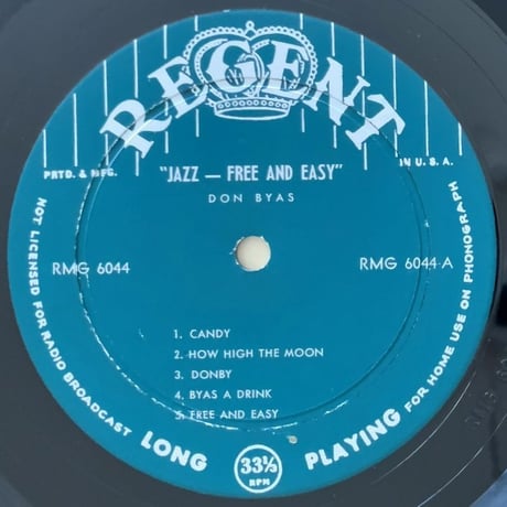 DON BYAS - Jazz… Free and Easy (REGENT RMG6044)