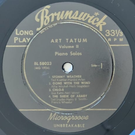 ART TATUM - Piano Solos Vol.2 (BRUNSWICK BL58023)