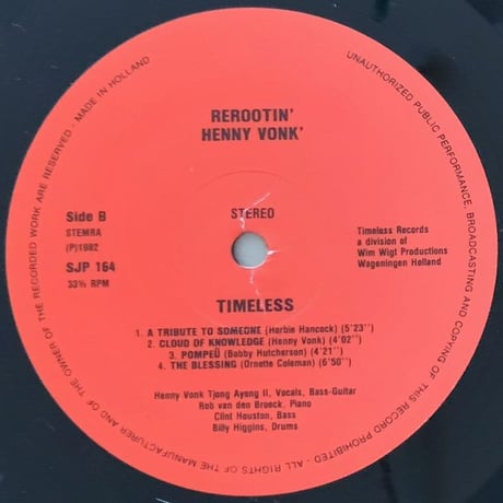 HENNY VONK - Rerootin' (TIMELESS SJP164)