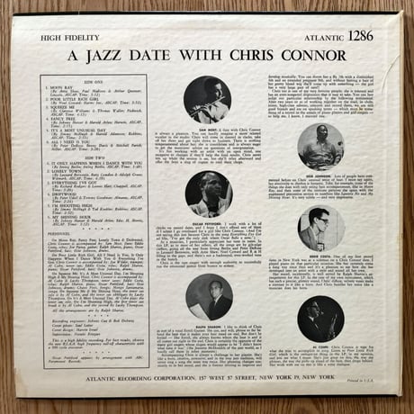 CHRIS CONNOR - A Jazz Date (ATLANTIC 1286)