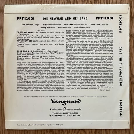 JOE NEWMAN - Joe Newman and His Band (PYE/VANGUARD PPT.12001)