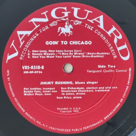 JIMMY RUSHING - Goin' to Chicago (VANGUARD VRS8518)