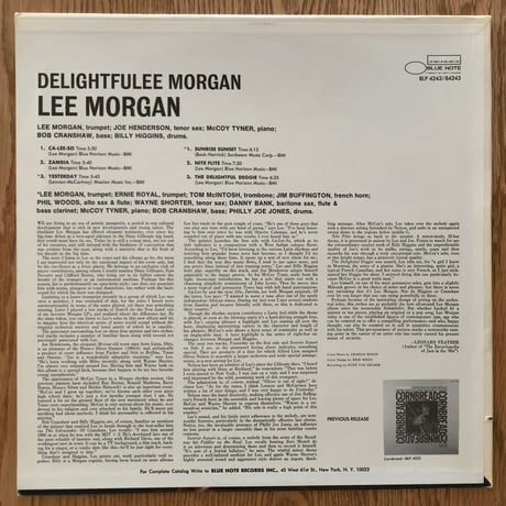 LEE MORGAN - Delightfulee (BLUE NOTE BST84243)