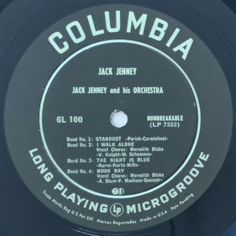 JACK JENNEY - and His Orchestra (COLUMBIA GL100)