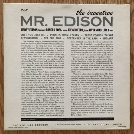 HARRY EDISON - The Inventive (PACIFIC JAZZ PJ-11)