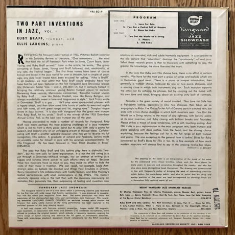 RUBY BRAFF & ELLIS LARKIN - 2 Part Inventions in Jazz (VANGUARD VRS8019)