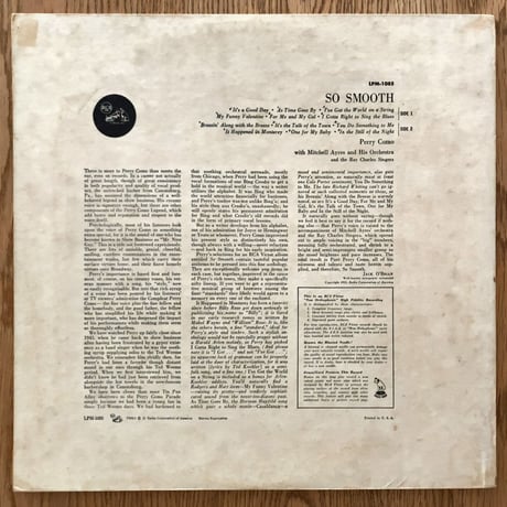 PERRY COMO - So Smooth (RCA VICTOR LPM1085)