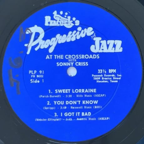 SONNY CRISS - at The Crossroads (PEACOCK PLP91)